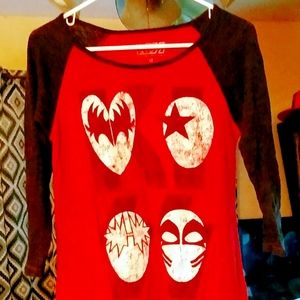 KISS Red/Black Graphic Baseball Tee
